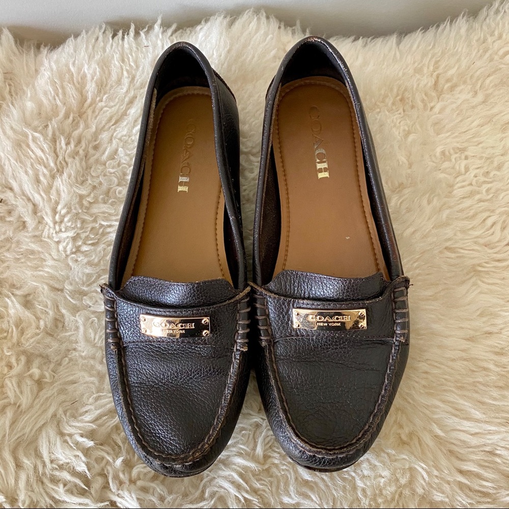 COACH Fredrica brown leather loafer / flats